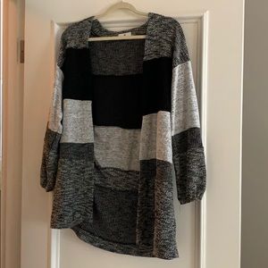 Black and gray fuzzy cardigan